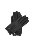 Women's black leather gloves with elastic cuff FIORELLA