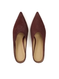 Maroon stiletto mules with natural bristles KS ELYSIE