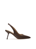 Brown stiletto pumps with an open heel  KS ELYSIE
