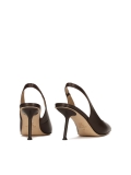 Brown stiletto pumps with an open heel  KS ELYSIE