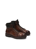 Brown leather boots with insulated collar REMIGGIO