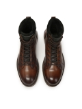 Brown leather boots with insulated collar REMIGGIO