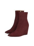 Maroon boots with natural bristles KS OTYLIE
