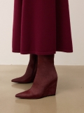 Maroon boots with natural bristles KS OTYLIE