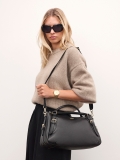 Black universal leather handbag ELEONORE
