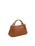 Light brown leather handbag with handles and silver details ELEONORE