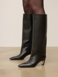 Black natural leather boots with slip-on upper KS NORELI