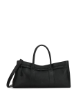 Black handbag made of soft natural leather with elongated cut KS VIORNE 
