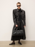Black handbag made of soft natural leather with elongated cut KS VIORNE 