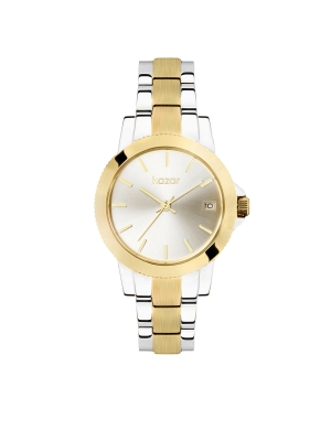 Gold and silver bracelet watch