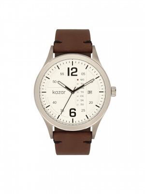 Men's watch on a brown leather strap