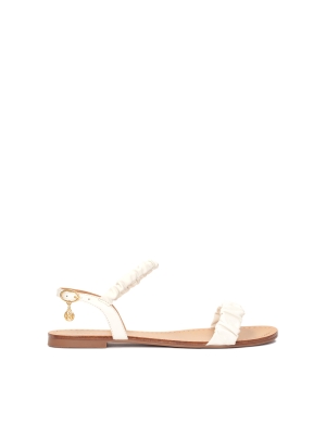 Leather flat sandals with crinkled straps
