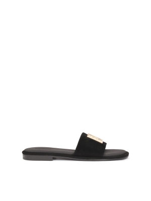 Suede black slides