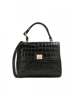 Black embossed leather bag