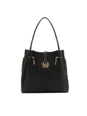 Black shoulder bag and metal hand grips