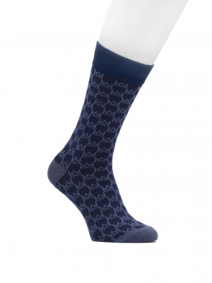 Navy blue men's socks with KAZAR monograms