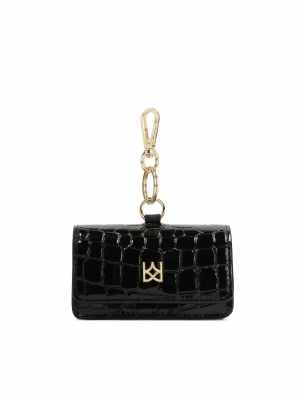 KAZAR monogrammed black leather key case