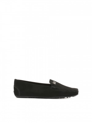 Women's nubuck black moccasins