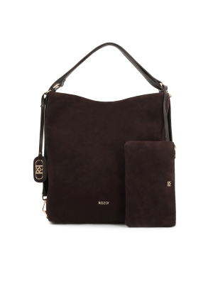 Brown natural suede handbag with minimalist design