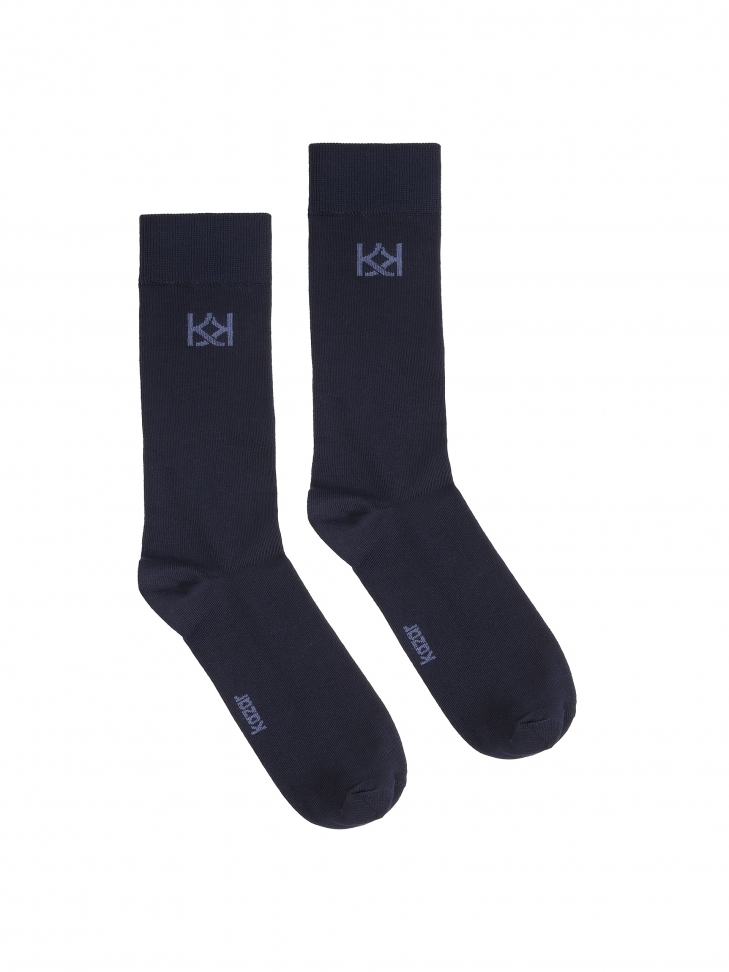Long navy blue socks with bamboo viscose PALLAS