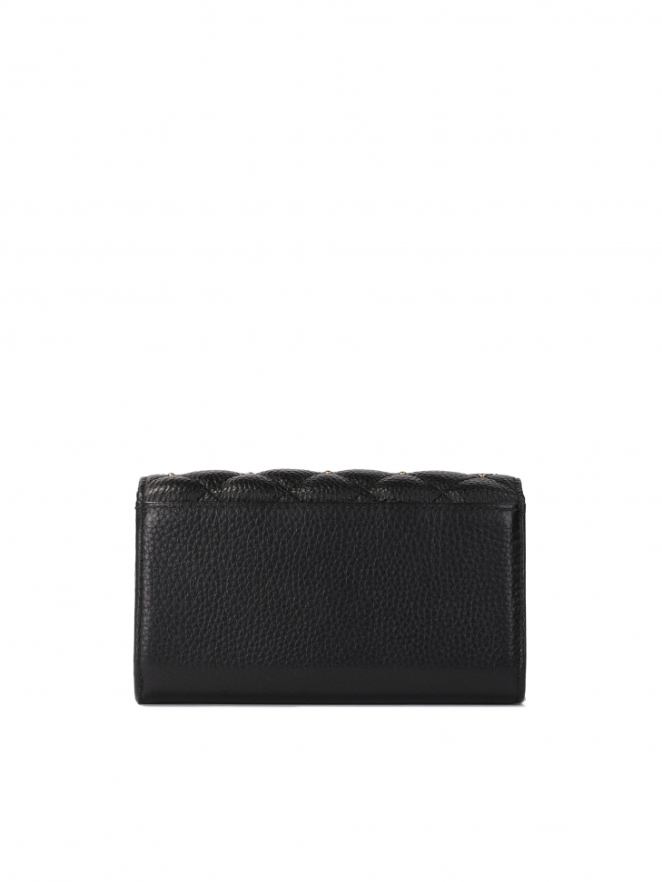 Sleek black wallet with quilting and rhinestones SANTI