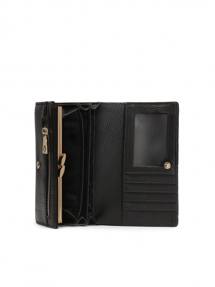 Sleek black wallet with quilting and rhinestones SANTI