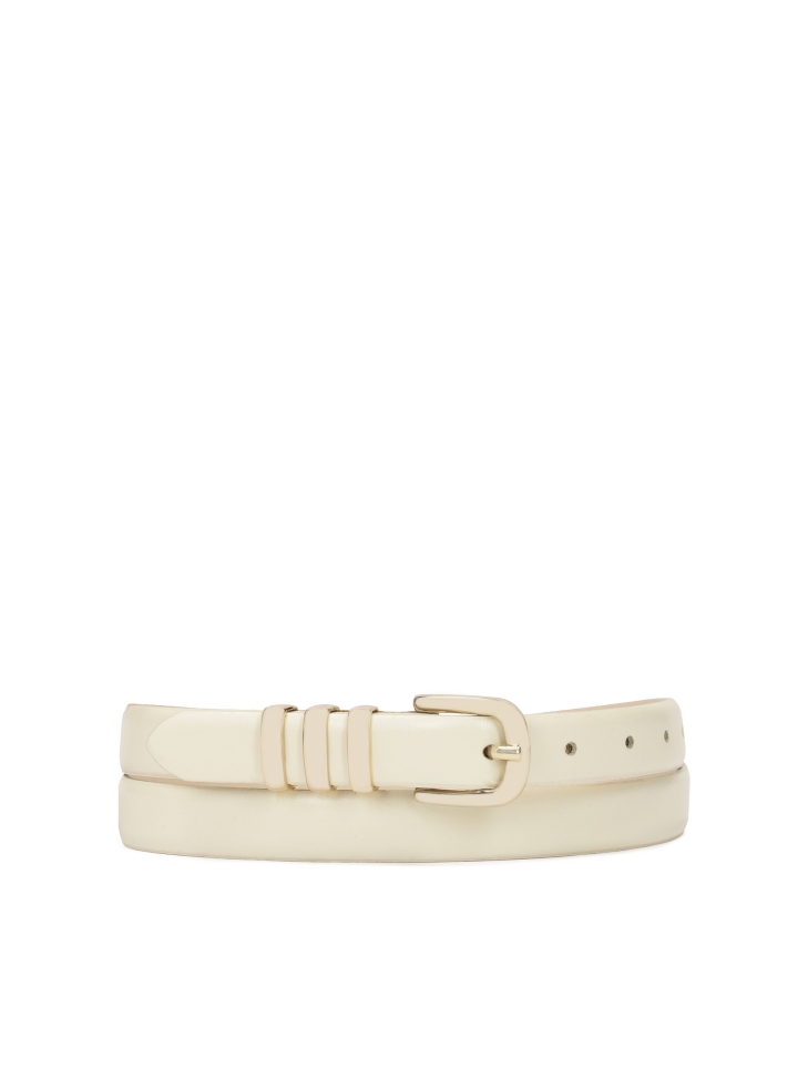 Slim leather belt in cream color VITRA