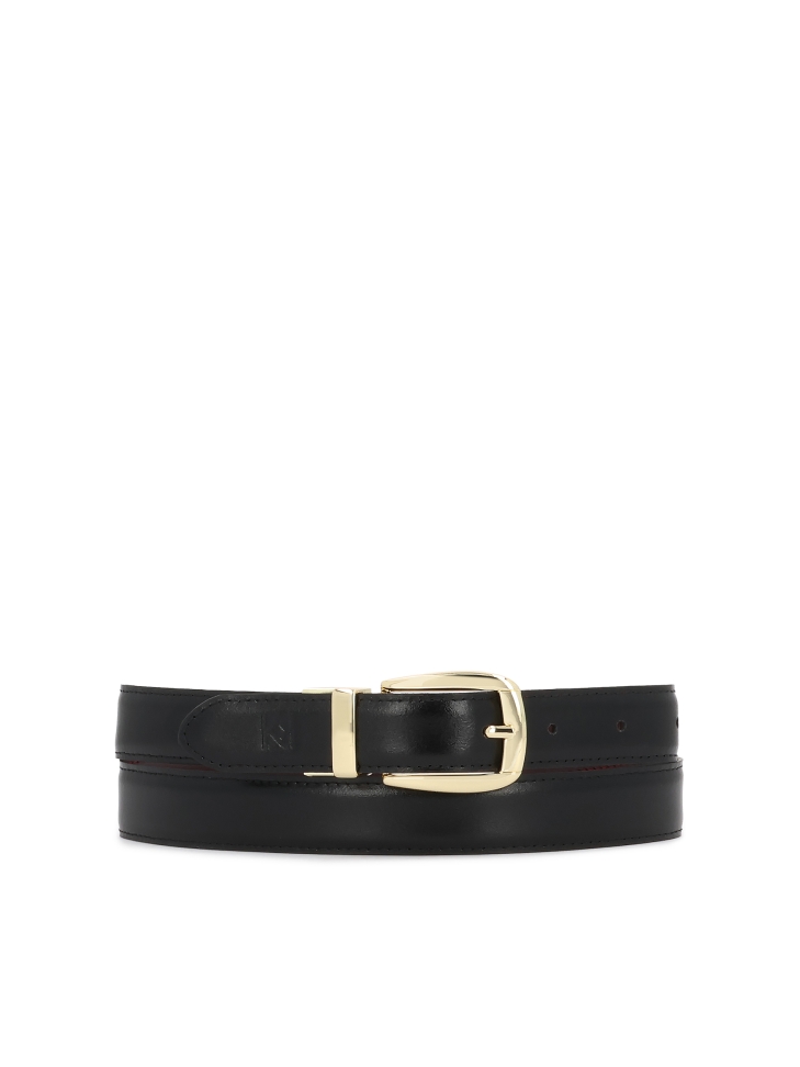 Double-sided women's leather belt with gold details MILL