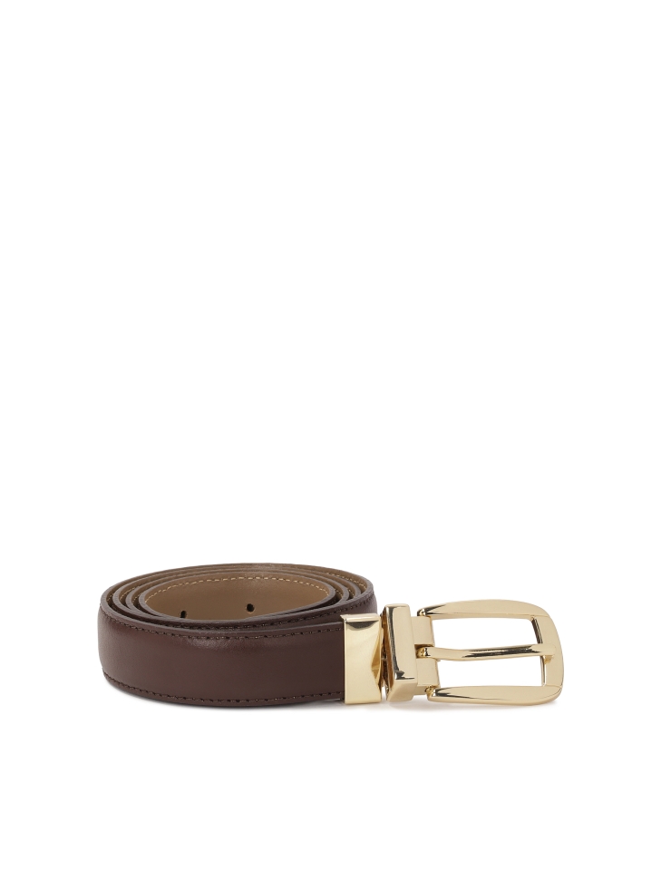Double-sided narrow dress belt with classic buckle  MILL