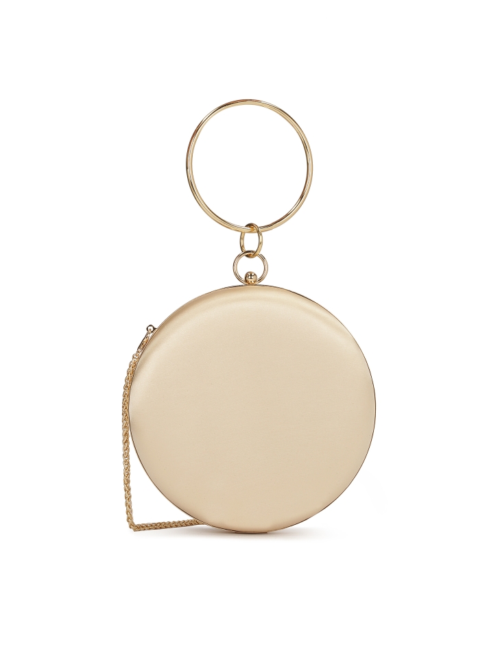 Rigid round bag in golden fabric NEGRA