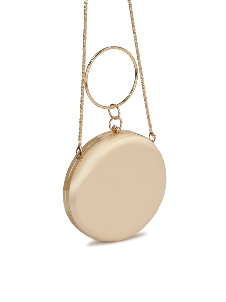 Rigid round bag in golden fabric NEGRA