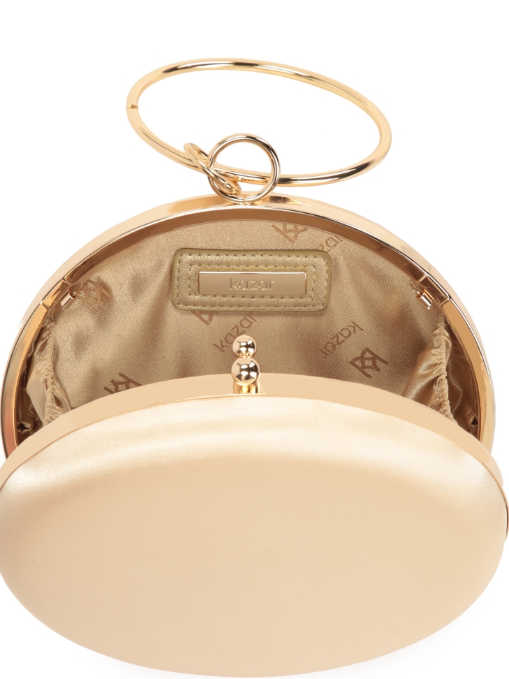 Rigid round bag in golden fabric NEGRA