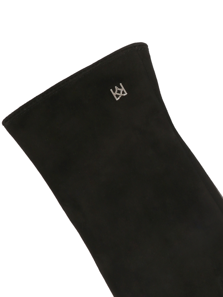 Black suede gloves with delicate logos FRIO