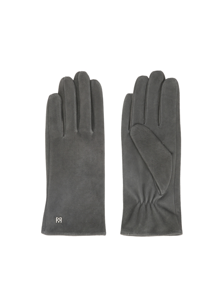 Grey women's gloves in soft suede with subtle logos FRIO