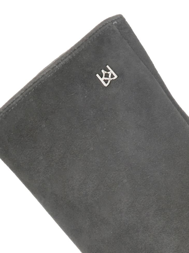 Grey women's gloves in soft suede with subtle logos FRIO
