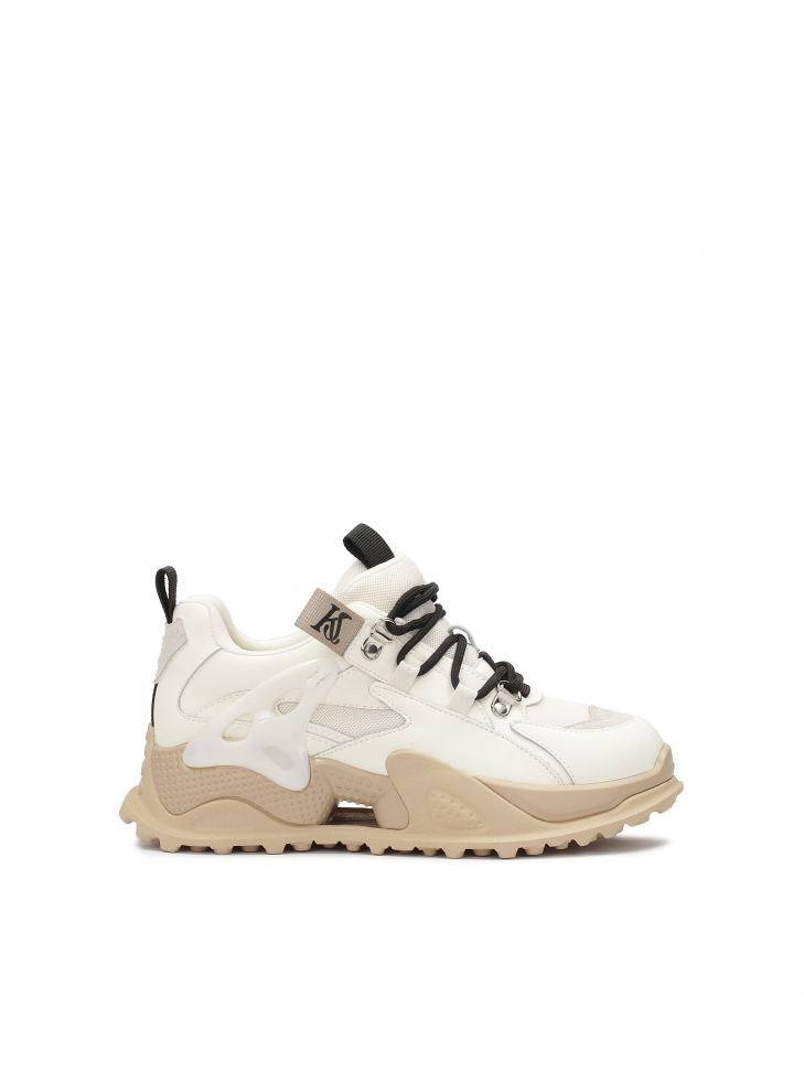 Beige sneakers in combined materials MAY