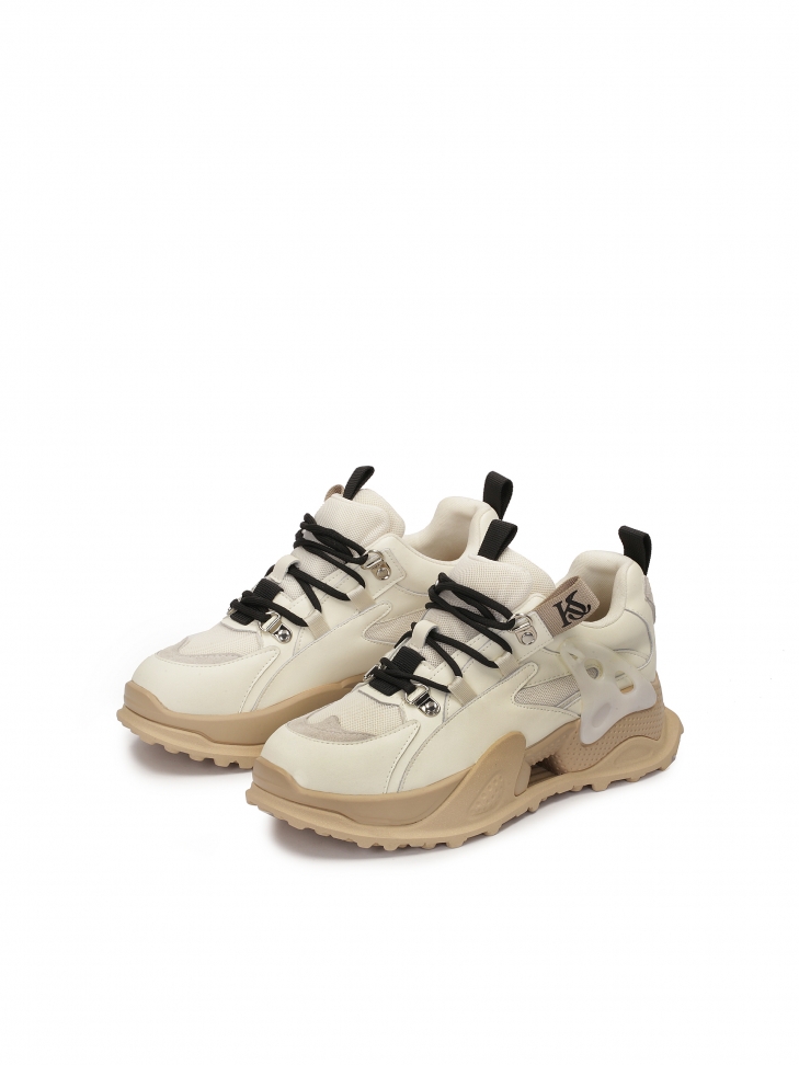 Beige sneakers in combined materials MAY