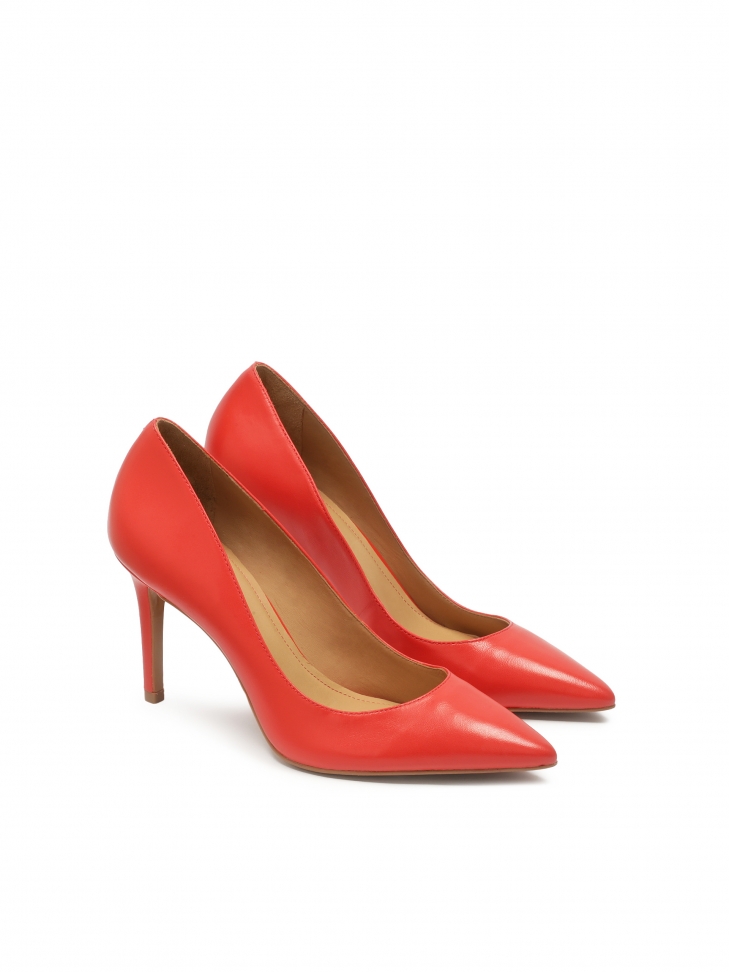 Red grain leather stilettos NEW PARIS