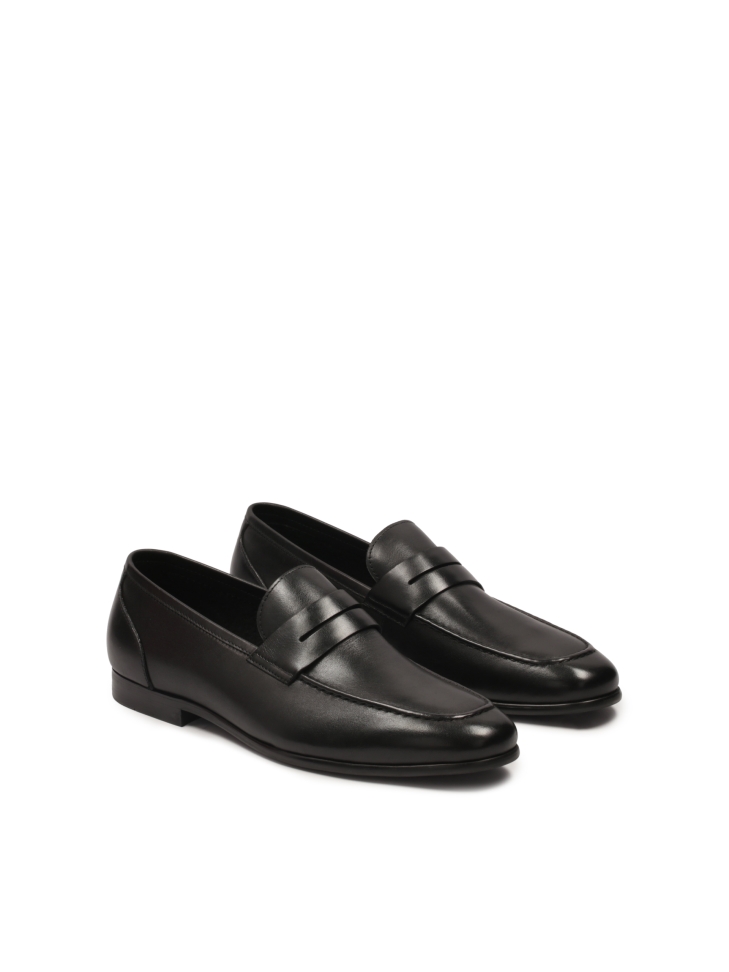 Men’s black natural leather loafers TAIO