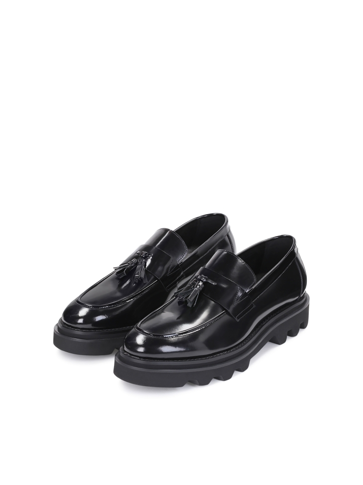 Black leather loafers for men with a hiking sole  KS WILTON