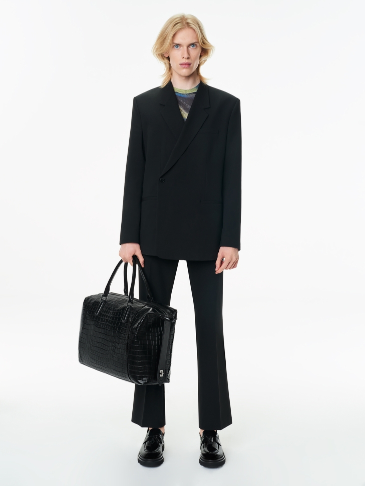 Black leather loafers for men with a hiking sole  KS WILTON