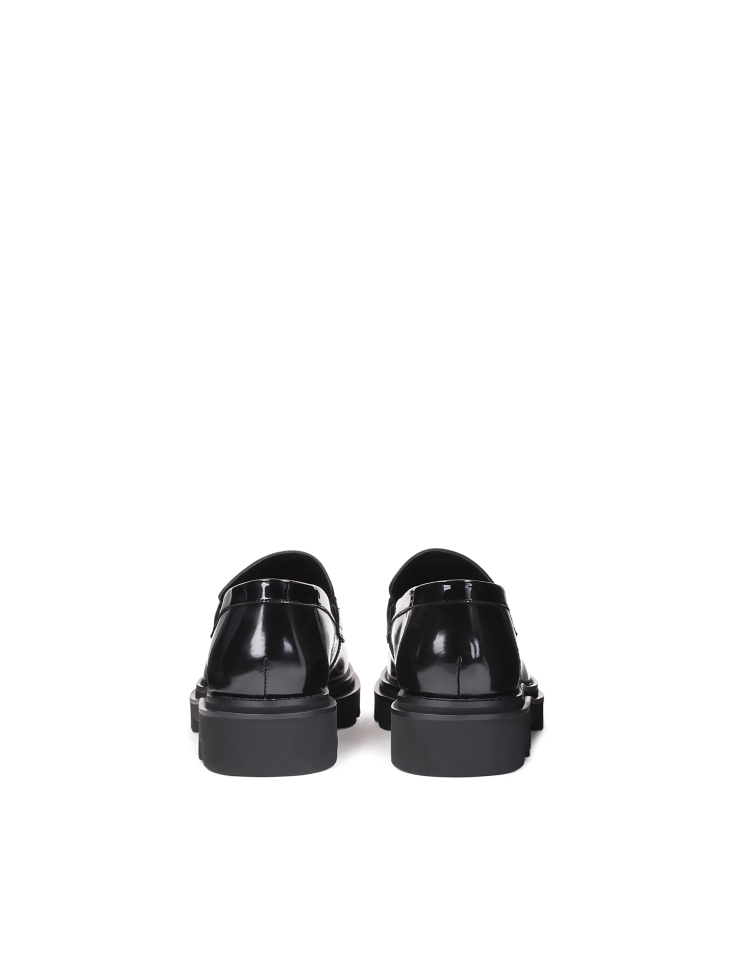 Black leather loafers for men with a hiking sole  KS WILTON