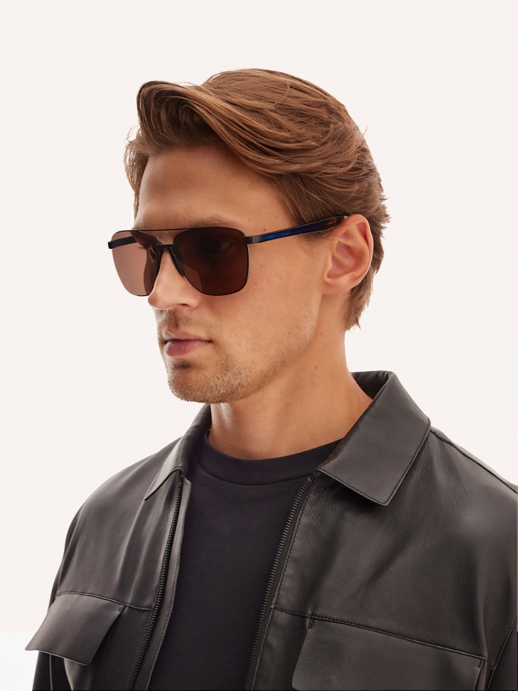 Brown polarized Aviator sunglasses CAETANO
