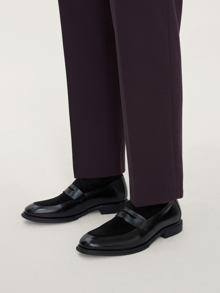 Men’s elegant black loafers made of grain leather and suede JESON