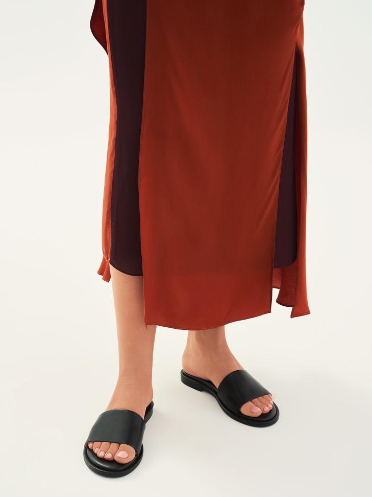 Black leather slides on a flat sole JOVITE