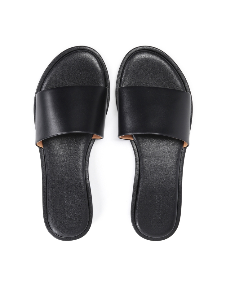 Black leather slides on a flat sole JOVITE