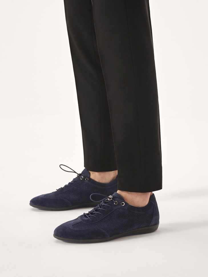 Navy blue airy suede shoes MELLAN