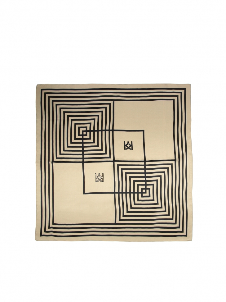 Ladies’ elegant silk neckerchief in squares and monograms HAYLEY