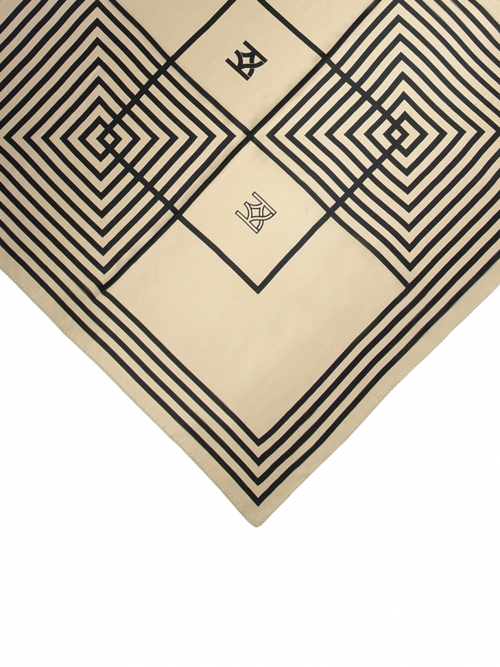 Ladies’ elegant silk neckerchief in squares and monograms HAYLEY