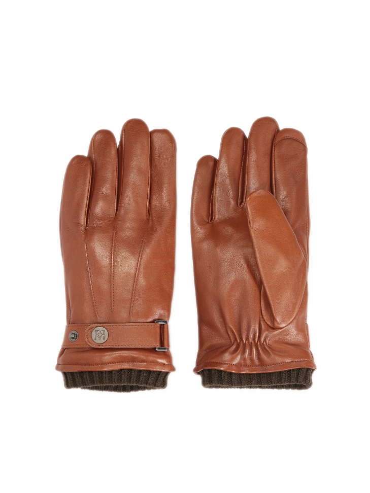 Brown men's gloves with touch screen HENRINIO